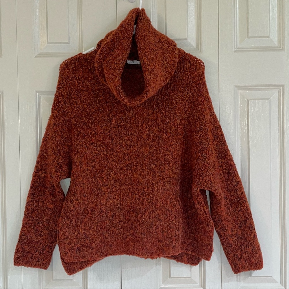 Cozy 143 Story Cowl Neck Sweater Oversized Boxy Rust Colored Women’s Medium